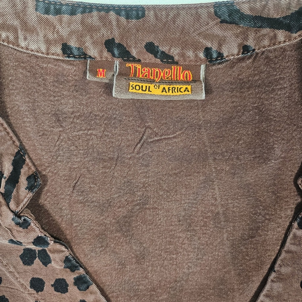 Tianello Soul of Africa Vintage Tribal Print Tencel Rayon Tunic  made in USA Med - Picture 3 of 11